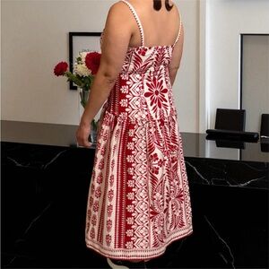 Francesca's Collections Red and White Backless Dress